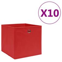 VidaXL Opbergboxen 10 st 28x28x28 cm nonwoven stof rood - thumbnail