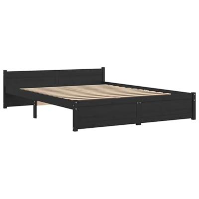Bedframe massief hout zwart 140x190 cm - thumbnail