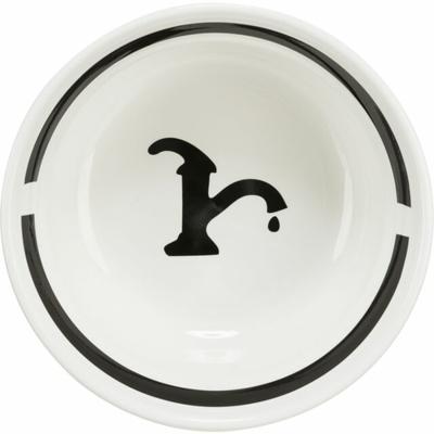 TRIXIE DRINKBAK HOND WATER KERAMIEK WIT / ZWART 1,6 LTR 20 CM