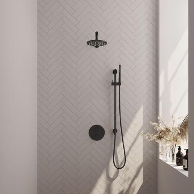 Brauer Black Edition Thermostatische Regendoucheset Inbouw - Hoofddouche 20 cm - Rechte Wandarm - 3 Weg - Handdouche Rond - Doucheslang - Geintegreerde Glijstang - Mat Zwart