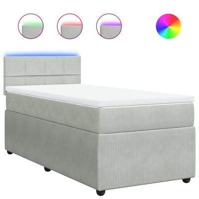 Boxspring met matras fluweel lichtgrijs 120x190 cm