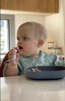 Set roestvrijstalen en siliconen oefenbestek 2e leeftijd BEABA grijs - thumbnail