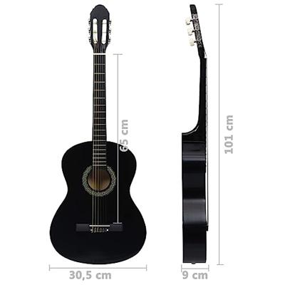VidaXL Gitaar klassiek beginner 4/4 39" lindenhout zwart