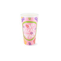 Milkshakebeker groot 500/560 ml 20oz roze FSC Mix Credit karton - thumbnail