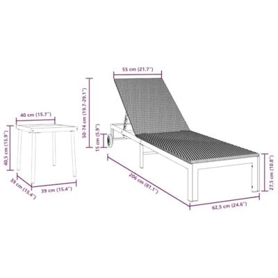 Ligstoel met kussen 2 pcs Zwart 40 x 39 x 40.5cm poly rattan