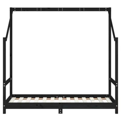 Kinderbedframe 80x160 cm massief grenenhout zwart