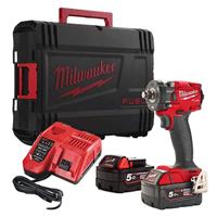 Milwaukee compacte accu slagmoersleutel met frictiering - M18 FIW2F12-502X - 18V - incl. 5.0 Ah accu&apos;s [2st] en lader in koffer - thumbnail