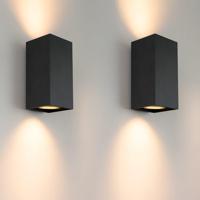 2x Cometa nova by LUSENZ - Up and downlight - Rechthoekige wandlamp met mat zwarte coating - thumbnail