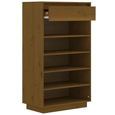 VidaXL Schoenenkast 60x34x105 cm massief grenenhout honingbruin VidaXL Schoenenkast 60x34x105 cm massief grenenhout honingbruin