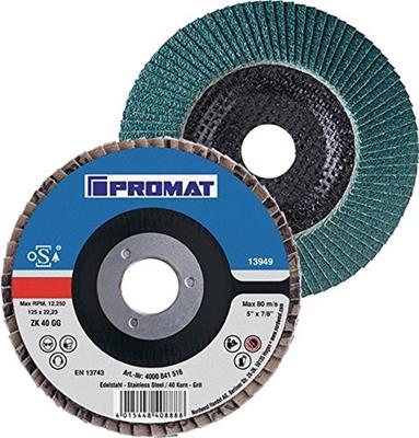Promat/Tecwerk Lamellenslijpschijf | d. 115 mm korreling 80 conisch | RVS zirkoniumkorund - 4000841508 Promat/Tecwerk Lamellenslijpschijf | d. 115 mm korreling 80 conisch | RVS zirkoniumkorund - 4000841508