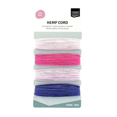 Vaessen Creative • henneptouw assortiment 4x10m paars/roze