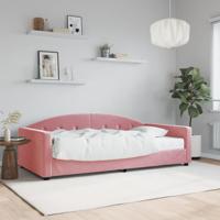 Slaapbank met matras 100x200 cm fluweel roze - thumbnail