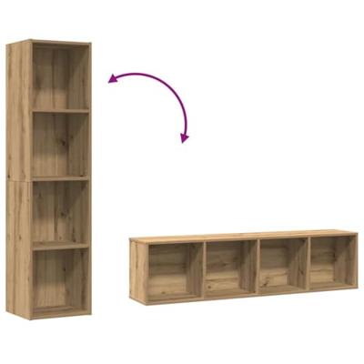 Boekenkast/tv-meubel 36x30x143cm bewerkt hout oud houtkleurig