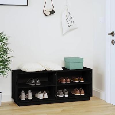 VidaXL Schoenenkast 110x34x45 cm massief grenenhout zwart