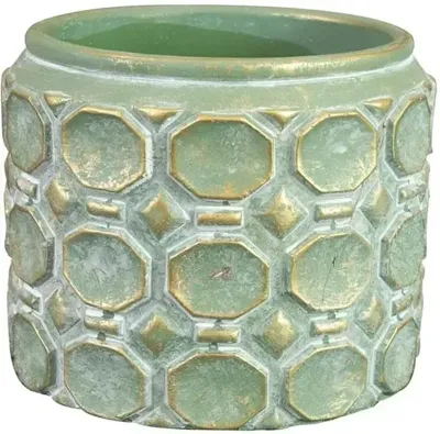 TS Collection bloempot jurre steen 14x11cm groen