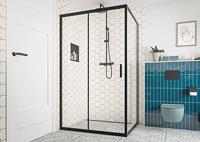 Saqu Sturdy douchecabine met schuifdeur incl. antikalk 110x100x200cm mat zwart - thumbnail