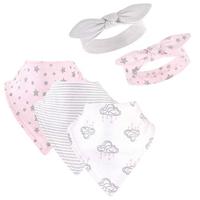 Hudson Baby Girl Bib & Headband Set, Cloud Mobile Pink, One Size - thumbnail
