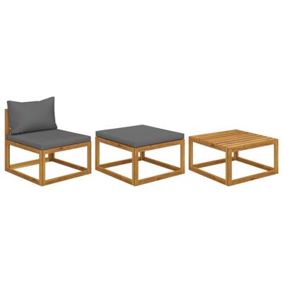 3-delige Loungeset met kussens massief acaciahout 3-delige Loungeset met kussens massief acaciahout