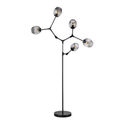 ETH Design vloerlampLime 5-lichts zwart met smoke glas - 05-VL8379-30