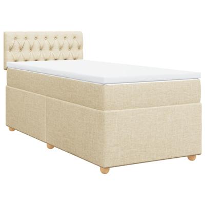 Boxspring met matras stof crèmekleurig 200x200 cm - thumbnail