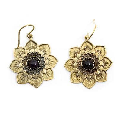 Oorbellen Bloem Amethist Goudkleurig (30 mm) Oorbellen Bloem Amethist Goudkleurig (30 mm)
