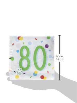 Feestservetten 80 Jaar Confetti (20st)