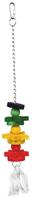 Trixie vogelspeelgoed aan ketting met touw / hout meerkleurig - thumbnail