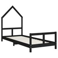 Kinderbedframe 80x200 cm massief grenenhout zwart - thumbnail