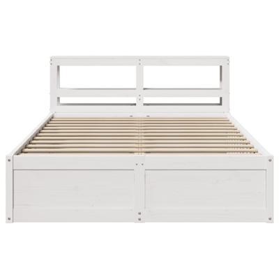 Bedframe met hoofdbord massief grenenhout wit 160x200 cm Bedframe met hoofdbord massief grenenhout wit 160x200 cm
