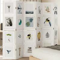 Kamerscherm met 6 panelen massief paulowniahout wit - thumbnail