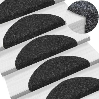 VidaXL Trapmatten zelfklevend 15 stuks 56x17x3 cm zwart halfrond