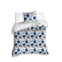 Carbotex dekbedovertrek Flowers grey/blue - thumbnail