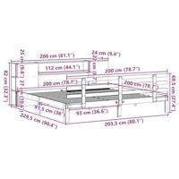 Bed met boekenkast zonder matras grenenhout wit 200x200 cm - thumbnail