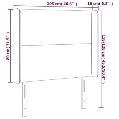 Hoofdbord met randen 103x16x118/128 cm stof crèmekleurig