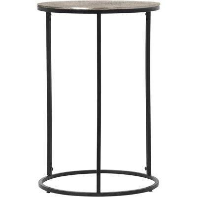 Bijzettafel - Livion Pado Hoog - Rond - 41cm - Zwart/Zilver - Metaal