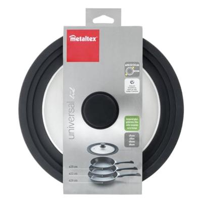 Metaltex pannendeksel 20-24 cm glas/silicone/zwart