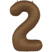 Folieballon Cijfer 2 Bruin Mat (86cm) - thumbnail