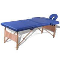 VidaXL Inklapbare massagetafel 2 zones met houten frame (blauw) - thumbnail