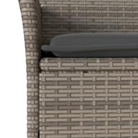 3-delige Tuinset met kussens poly rattan en glas grijs - thumbnail