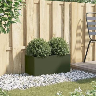 VidaXL Plantenbak 62x30x29 cm staal olijfgroen VidaXL Plantenbak 62x30x29 cm staal olijfgroen