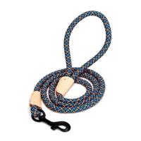 Nobleza Hondenriem rond - Oranje / blauw polyester met leer - Lengte 130 cm - thumbnail