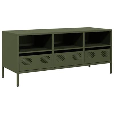 Tv-meubel 101,5x39x43,5 cm koudgewalst staal olijfgroen