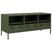 Tv-meubel 101,5x39x43,5 cm koudgewalst staal olijfgroen - thumbnail