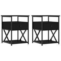 Nachtkastjes 2 st 40x42x55 cm bewerkt hout zwart - thumbnail