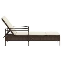 Ligbed met kussen 63x200x81 cm poly rattan bruin - thumbnail