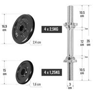 Dumbellset 20 kg Gietijzer incl. Koffer - thumbnail