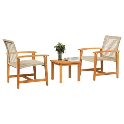 3-delige Bistroset poly rattan en acaciahout beige 3-delige Bistroset poly rattan en acaciahout beige