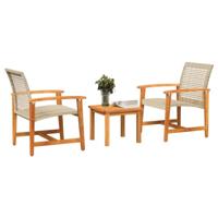 3-delige Bistroset poly rattan en acaciahout beige - thumbnail