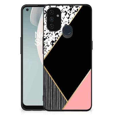 OnePlus Nord N100 Backcover Zwart Roze Vormen