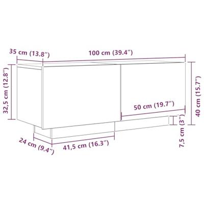 TV-kast Zwart Eiken 100 x 35 x 40 cm Bewerkt hout